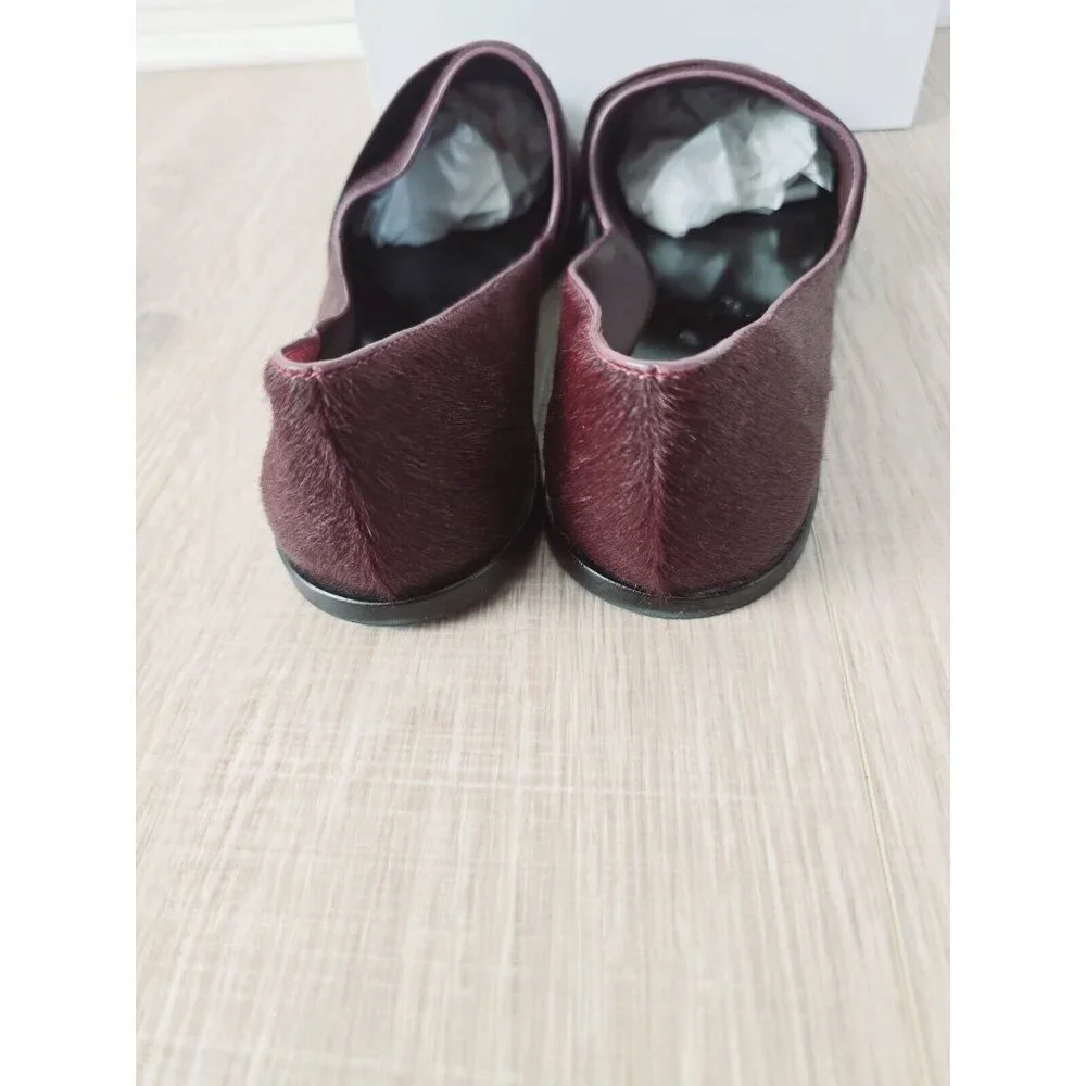 Vince Mason Burgundy Red Calf Hair Leather Slip On Loafer Flats Shoes Size 10